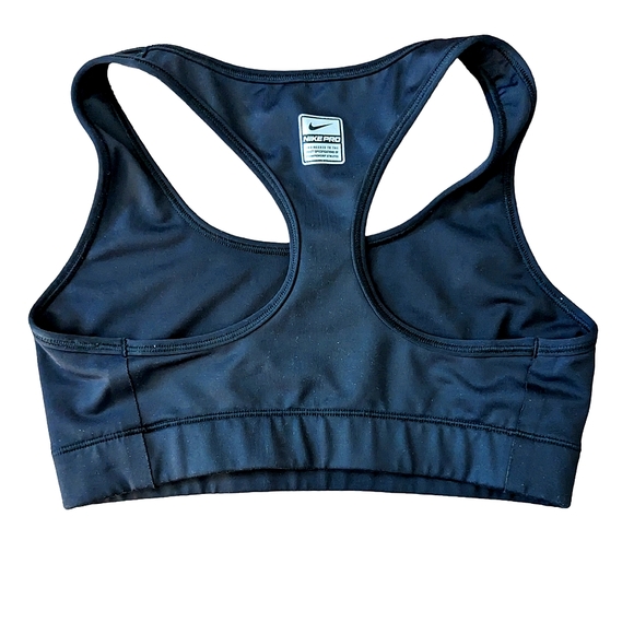 NIKE PRO Black Swoosh Dri-Fit Racerback Sports Bra sz S Small - Picture 3 of 7